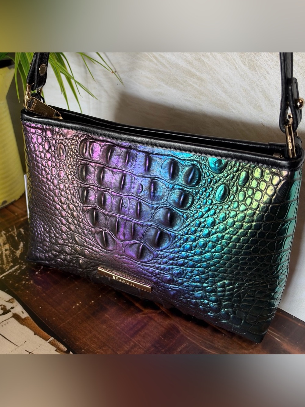 FIRM >>> BRAHMIN LORELEI MULTI LABYRINTH Metallic Ombre leather shoulder Bag NWT - Picture 5 of 12